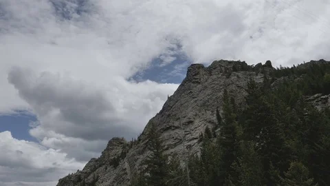 Time Lapse-Clouds Over Massive Rock Colorado Rocky Mountains Stock Footage 76819678
