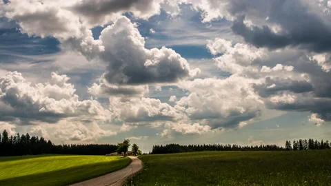 Time Lapse Clouds Over The Meadow Stock Footage 132174256