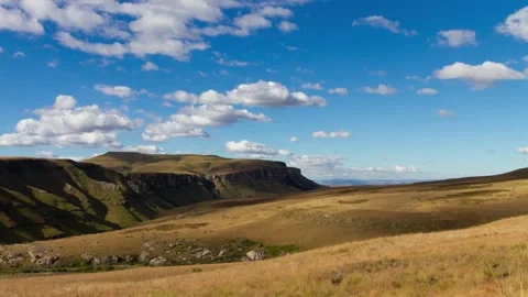 Time lapse of clouds over Mount Lebanon at Highmoor in Drakensberg Stock Footage 155386926