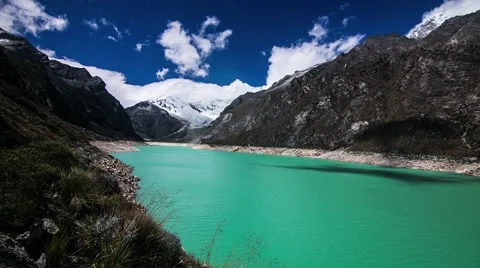 Time lapse of clouds over mountain range and lake, Peru Stock Footage 62388935