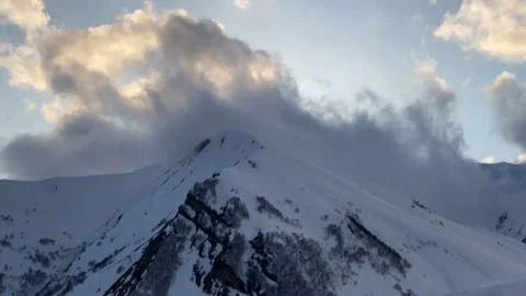 Time lapse clouds over the mountain in clear sunny weather Stock Footage 152486645
