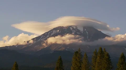 Time Lapse of Clouds Over Mt Shasta Stock Footage