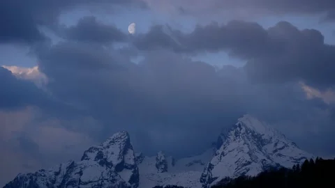 Time lapse of clouds over Mt. Watzmann, bavarian alps Stock Footage 153550443