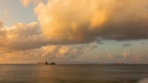 Time lapse of the clouds over the ocean in Bali Stock Footage 337435724