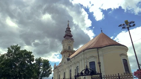 Time lapse of clouds over a ortodox church Stock Footage 91328014