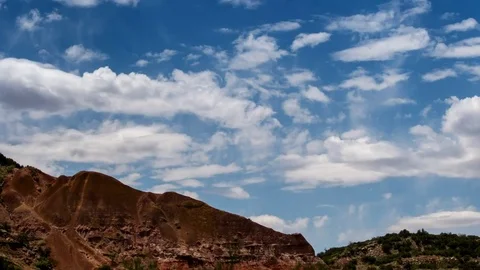 Time lapse of clouds over the rocks at Palo Duro Canyon State Park in Texas Stock Footage