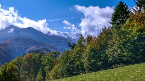 Time Lapse Clouds Over Snow capped Mountain Video stock 70245418