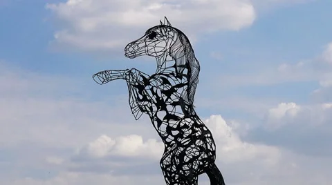 Time lapse of clouds over a statue Stock Footage 41803978