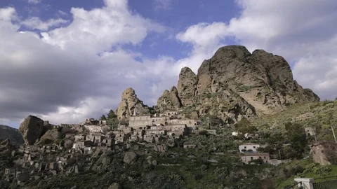 Time lapse of clouds over town, Calabria, Reggio Calabria, Italy Stock Footage