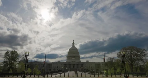 Time-lapse Clouds over US Capitol Building Stock Footage 334210483