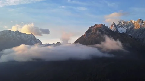 Time lapse clouds over Watzmann and Hochkalter mountains, Berchtesgaden, Germany Stock Footage 137113298