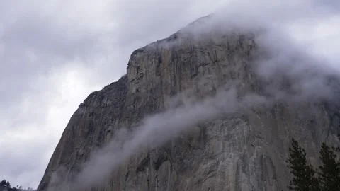 Time Lapse - Clouds Passing in Front of El Capitan in Yosemite National Park, 4K Stock Footage 267651130
