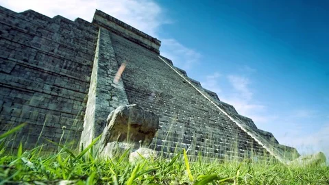 Time-Lapse of Clouds passing over Temple of Kukulkan at Chichen Itza - 2 Stock Footage 84069448