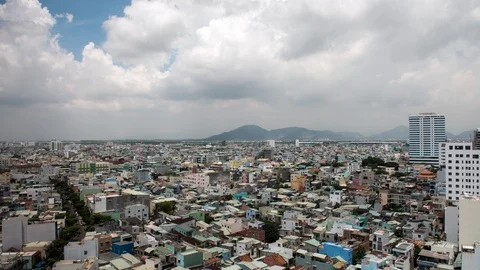 Time Lapse of Clouds Passing over Da Nang City Skyline - Vietnam Stock Footage 87280532