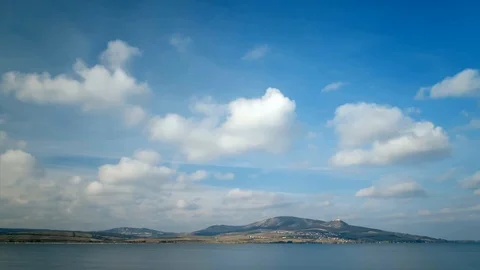 Time lapse of clouds passing over Palava mountain range surrounded by vineyards, Stock Footage 88140062