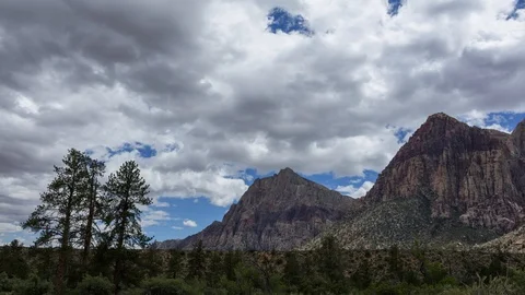 Time Lapse of Clouds Passing Over a Desert Mountain Range Stock Footage 108876764