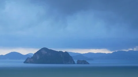 Time lapse of clouds passing over an island in Phang Nga Bay, Thailand. Stock Footage 124140246