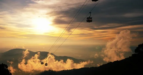 Time-lapse of clouds passing over cable car in Genting Highlands Stock Footage 130068860