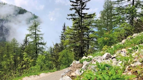 Time lapse of clouds passing through the mountain. Austrian alps, 4k timelapse Stock Footage 91183334
