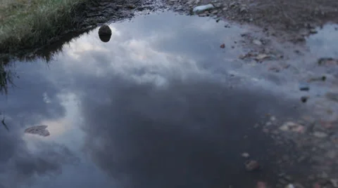 Time lapse of clouds in puddle Stock Footage 36074722