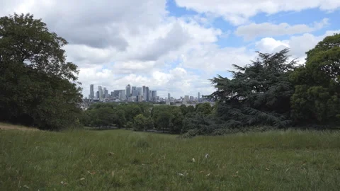 Time lapse. Clouds quickly moving over a city park. Stock Footage 110910081