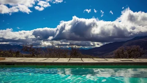 Time Lapse of Clouds Reflecting in Pool Stock Footage 74637455