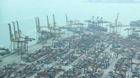 Time Lapse of clouds rolling by Maritime Port Video stock 35409131