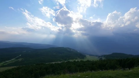 Time-lapse of clouds rolling over the green mountains and beautiful landscape Stock Footage 109293449