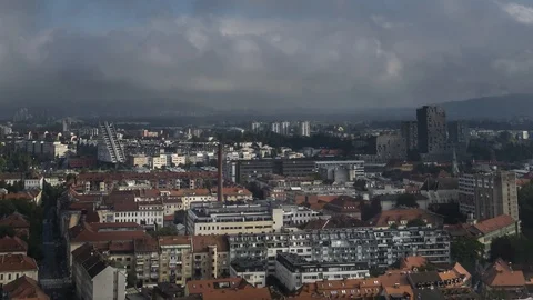 Time lapse clouds rolling over Ljubljana city, Slovenia Stock Footage 120990806