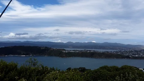 Time lapse, clouds rolling over wellington city in the morning Stock Footage 125218802