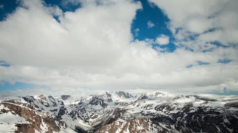 Time-lapse of clouds shadow falling on snow capped mountains Stock Footage 116744443