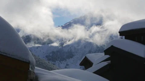 Time lapse of clouds in ski resort Stock Footage 36963581