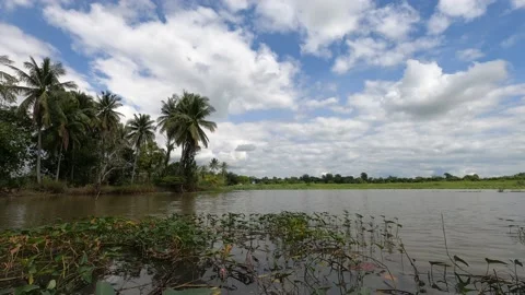 Time lapse clouds in the sky over the lake Video stock 219731488