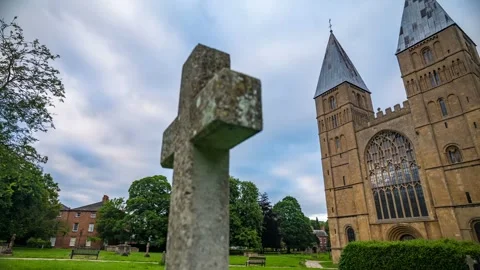 Time lapse of clouds, Southwell Minster, Southwell, Nottingham, England, Europe Stock Footage 280717948