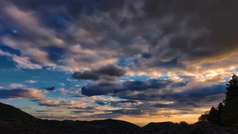 Time lapse clouds at sunset in Sicily landmark of nature Etna Park Vídeos de archivo 147742934