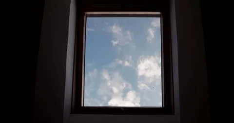 Time lapse clouds through attic window Vídeos de archivo 85303945