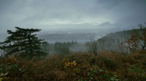 Time lapse clouds travel over the Columbia River Gorge - Time Lapse 2042 HD, 4K Stock Footage 58097187