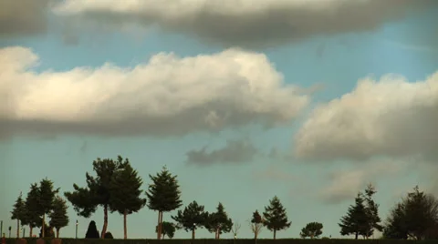 Time Lapse Clouds &amp; Trees Stock Footage 34498270