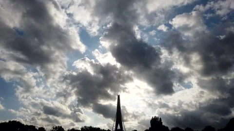 Time Lapse of Clouds (View of Trees and Bridge) Stock Footage 151093445
