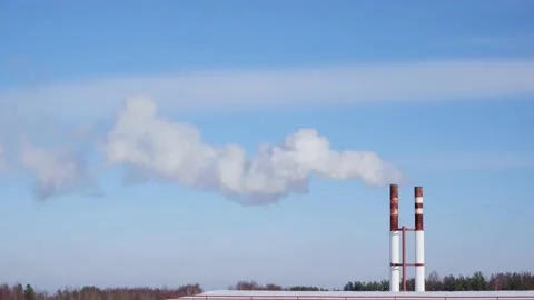 Time lapse. Clouds of white smoke from the chimney. Stock Footage 170017514