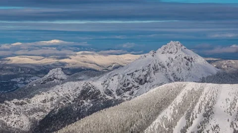 Time lapse clouds winter alps mountain frozen nature landscape outdoor tourism Stock Footage 170818585