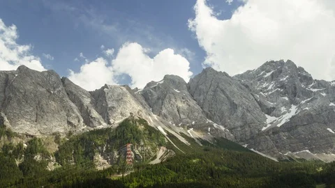Time Lapse Clouds Zugspitze Germany Mountain Lake Eibsee Bavaria Alps Travel Stock Footage 103470268
