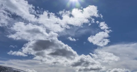Time lapse of cloudscape behind of the mountains top. Snow, rocks, cliffs and Stock Footage 113637441