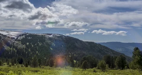 Time lapse of cloudscape behind of the mountains top. Snow, rocks, cliffs and Stock Footage 117787875