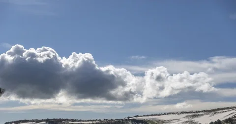 Time lapse of cloudscape behind of the mountains top. Snow, rocks, cliffs and Stock Footage 119119628
