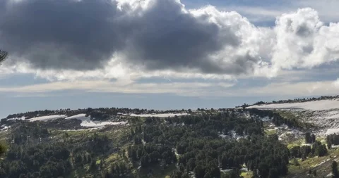 Time lapse of cloudscape behind of the mountains top. Snow, rocks, cliffs and Stock Footage 126288302