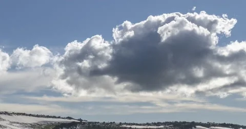 Time lapse of cloudscape behind of the mountains top. Snow, rocks, cliffs and Stock Footage 147512840