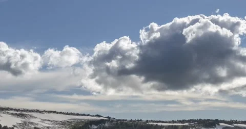 Time lapse of cloudscape behind of the mountains top. Snow, rocks, cliffs and Stock Footage 156049857