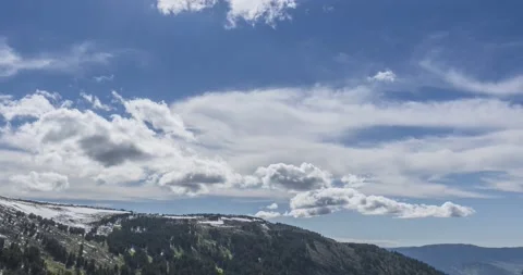 Time lapse of cloudscape behind of the mountains top. Snow, rocks, cliffs and Stock Footage 233770011