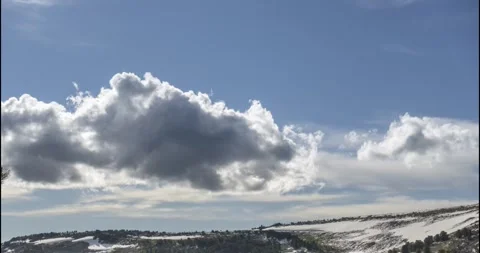 Time lapse of cloudscape behind of the mountains top. Snow, rocks, cliffs and Stock Footage 247511952
